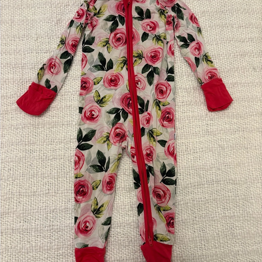 Little Sleepies Floral Baby Onesie with Pink Trim